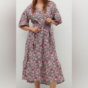 Mango floral cotton poplin midi dress